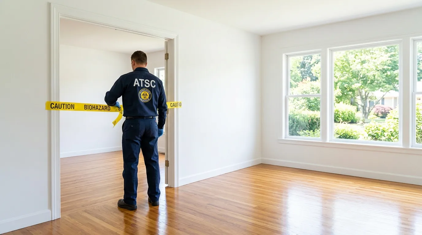 Certified biohazard cleanup crew performing Decomposition Cleanup in Texas City